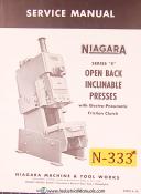 Niagara E Series, Inclinable Press, Service Manual 1956